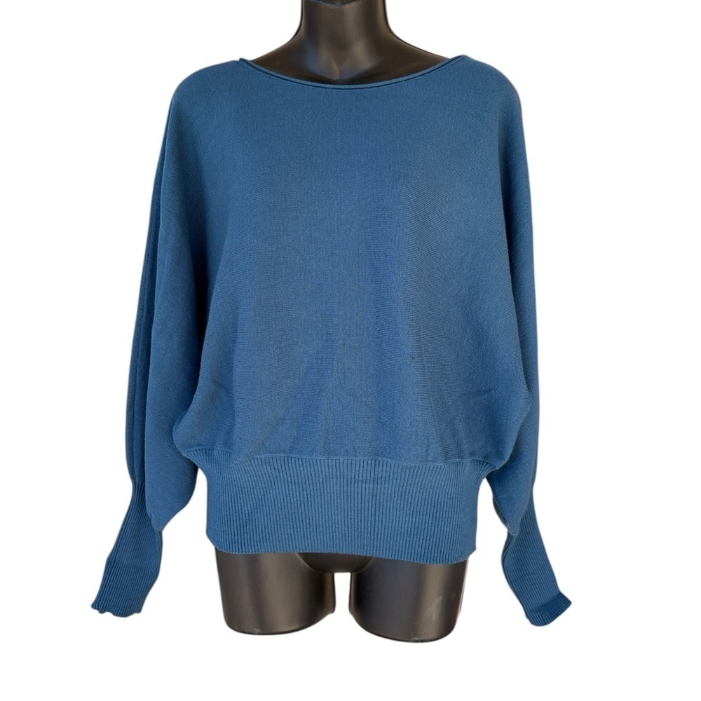 Anthropologie Modern Off-The-Shoulder Sweater TURQUOISE size L preloved - Picture 6 of 11